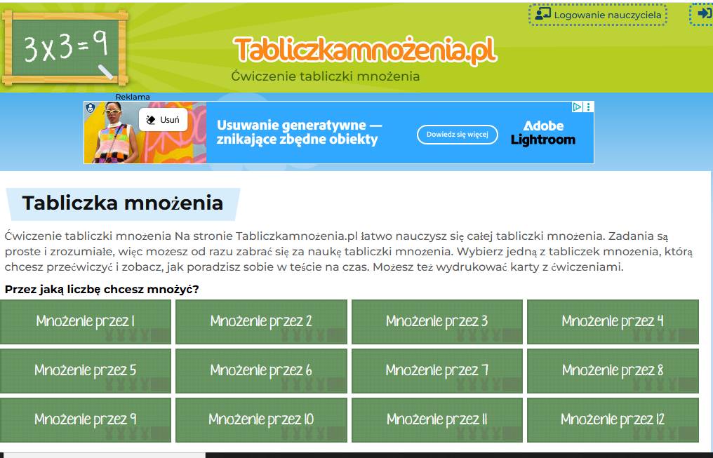 tabliczka mnozenia